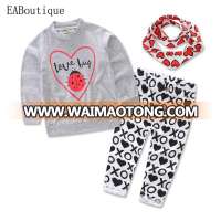 2017 new fashion Insect Print Cute Girl Casual 3 piece winter set